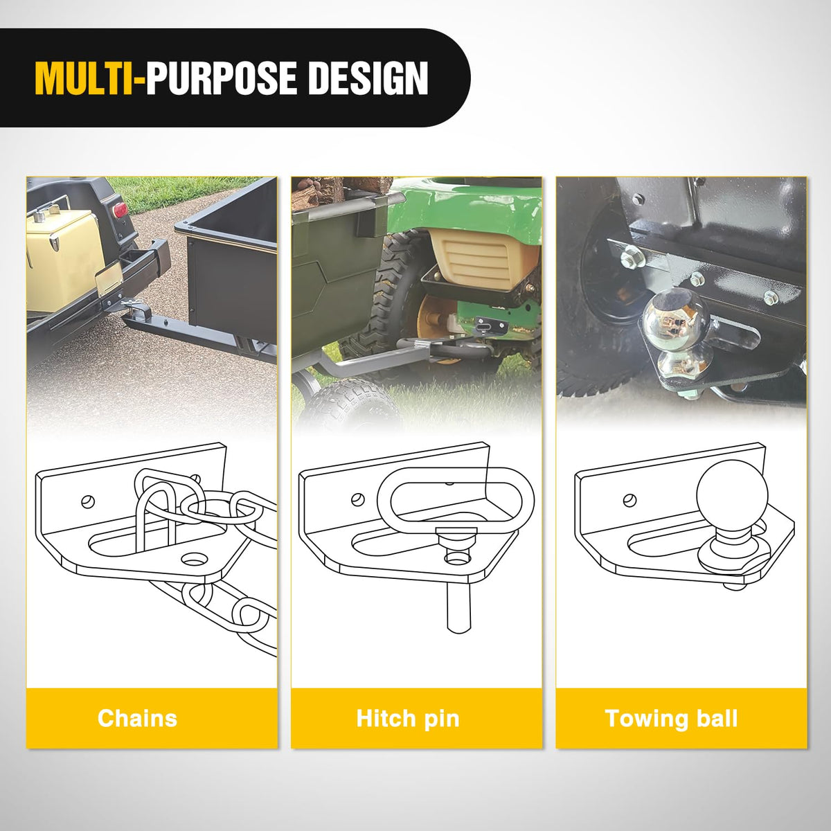 Nilight hitch beside ruler showing scale and compact, space-saving design advantage