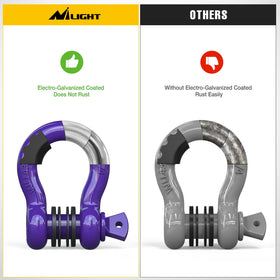 Nilight shackle attached to winch line on vehicle showing secure recovery use