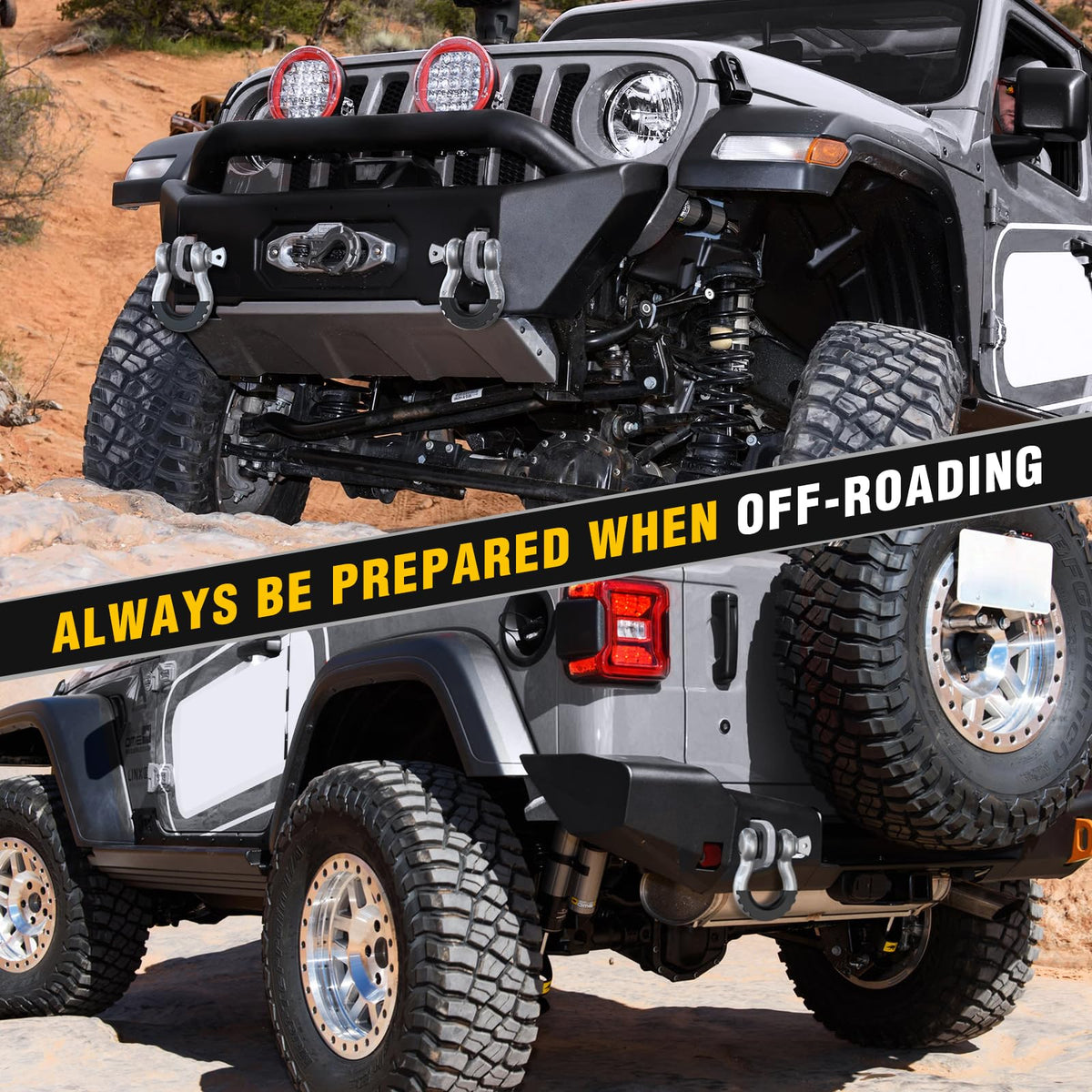 Nilight shackles in off-road recovery scene showing dependable use during vehicle rescue