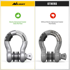 Nilight shackle side profile highlighting galvanized finish that resists rust and corrosion