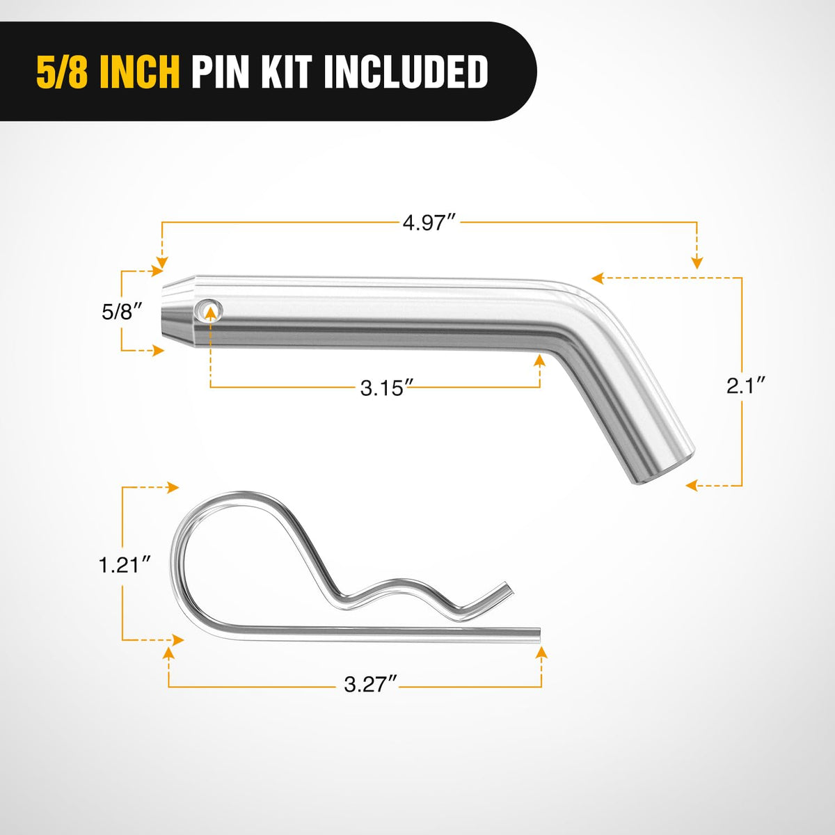 Nilight side profile showing 2" shank and 5/8" pin hole for easy install