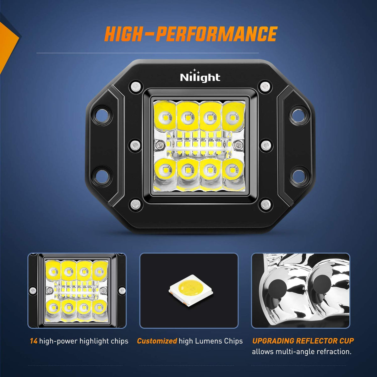Nilight side profile of 6063 aluminum housing showing durable corrosion resistance