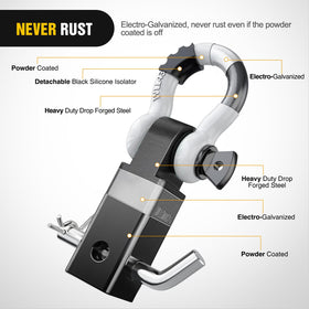 Nilight side profile of hitch insert demonstrating solid construction and dual pin holes