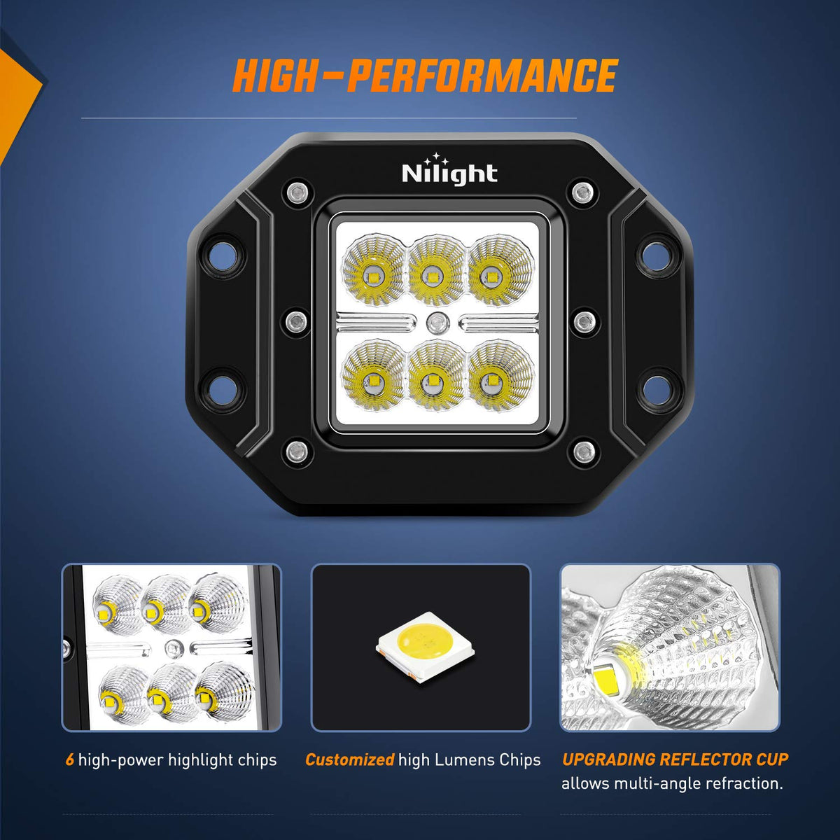 Nilight side profile showing 6063 aluminum housing for heat dissipation