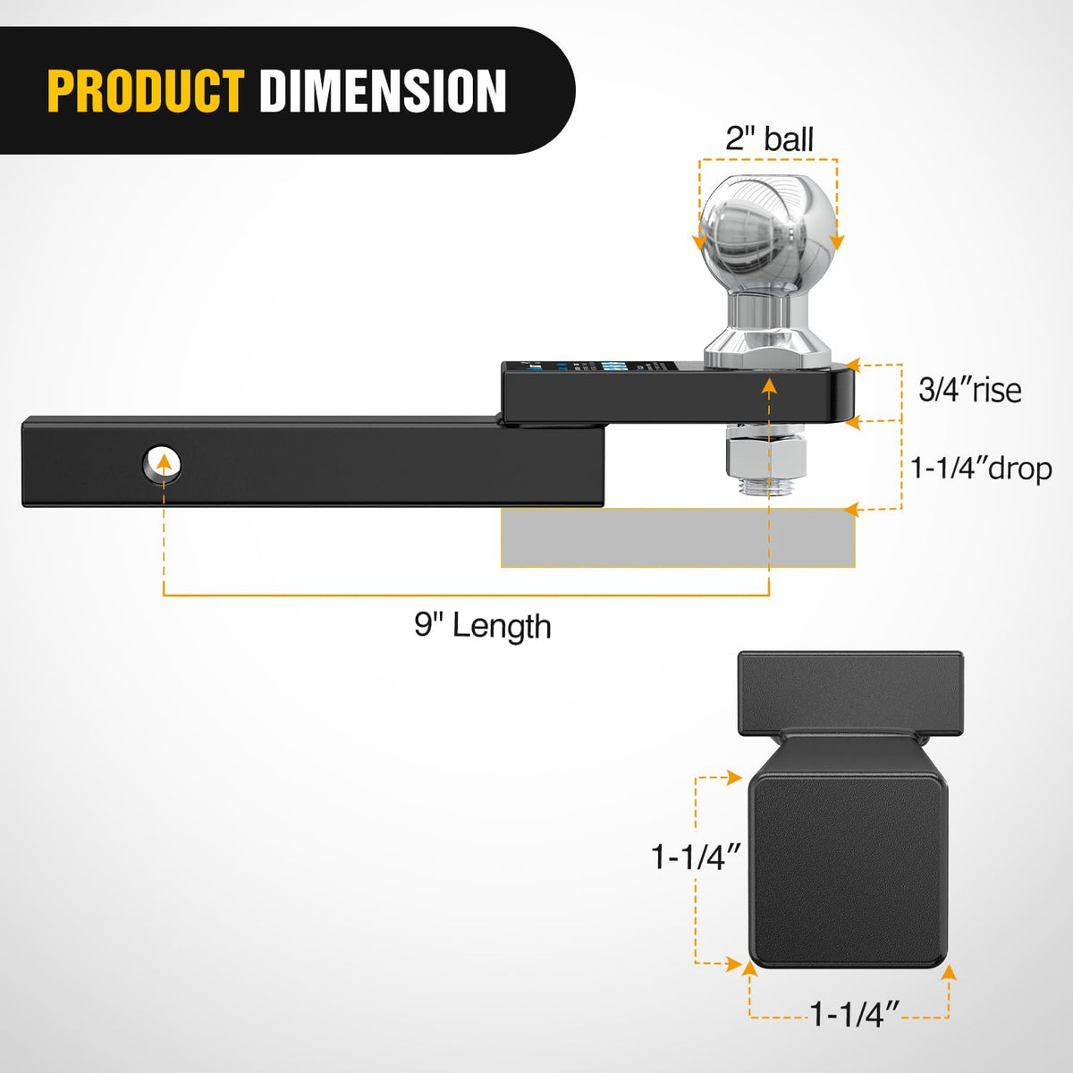 Nilight side profile showing shank and drop for correct trailer leveling benefit
