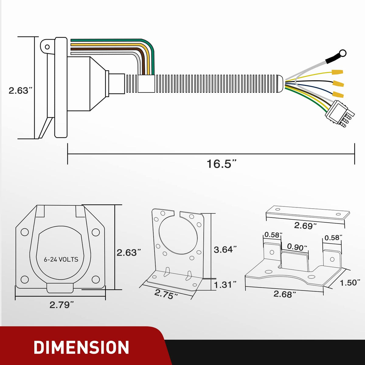 Nilight side profile showing pin contacts, ensuring solid electrical transfer and reliability