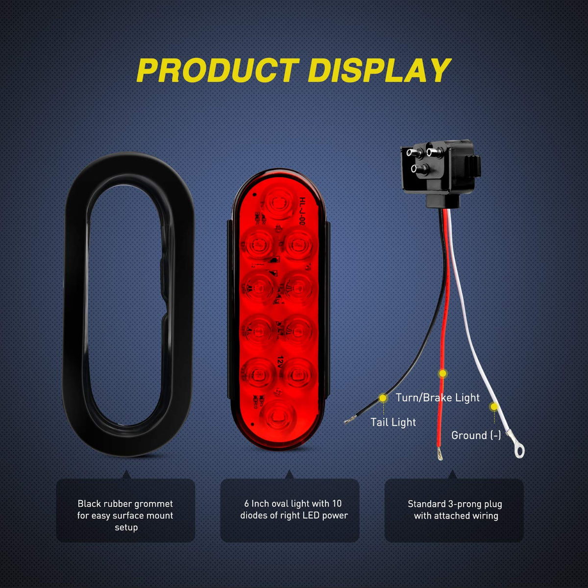 Nilight side profile displaying mounting ears that secure the light in grommet