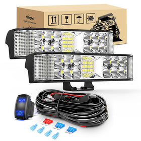 Nilight front view of dual 6.5 inch lights showing bright beam and durable finish