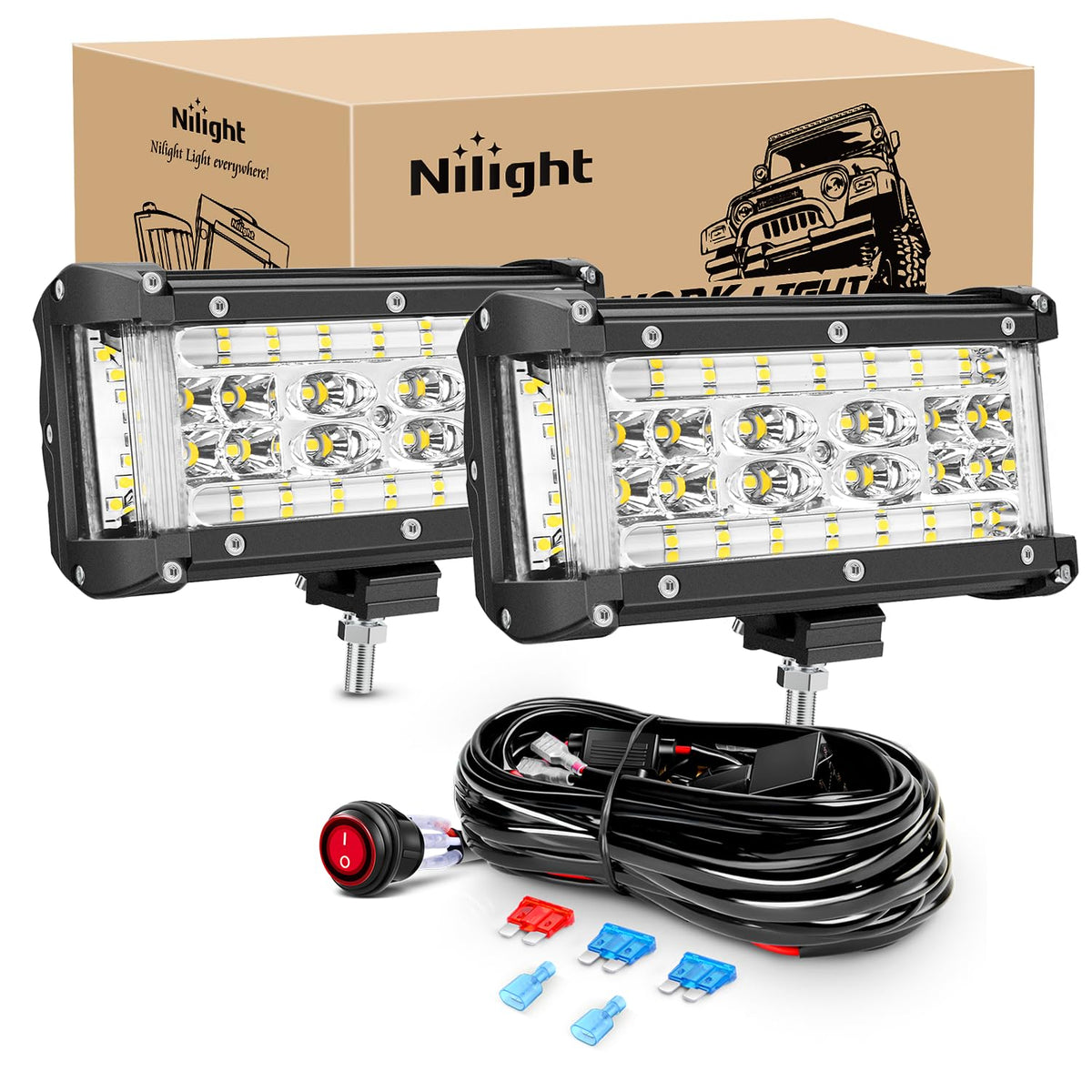 Nilight front view of 5.5" side shooter LEDs showing compact profile and mounting