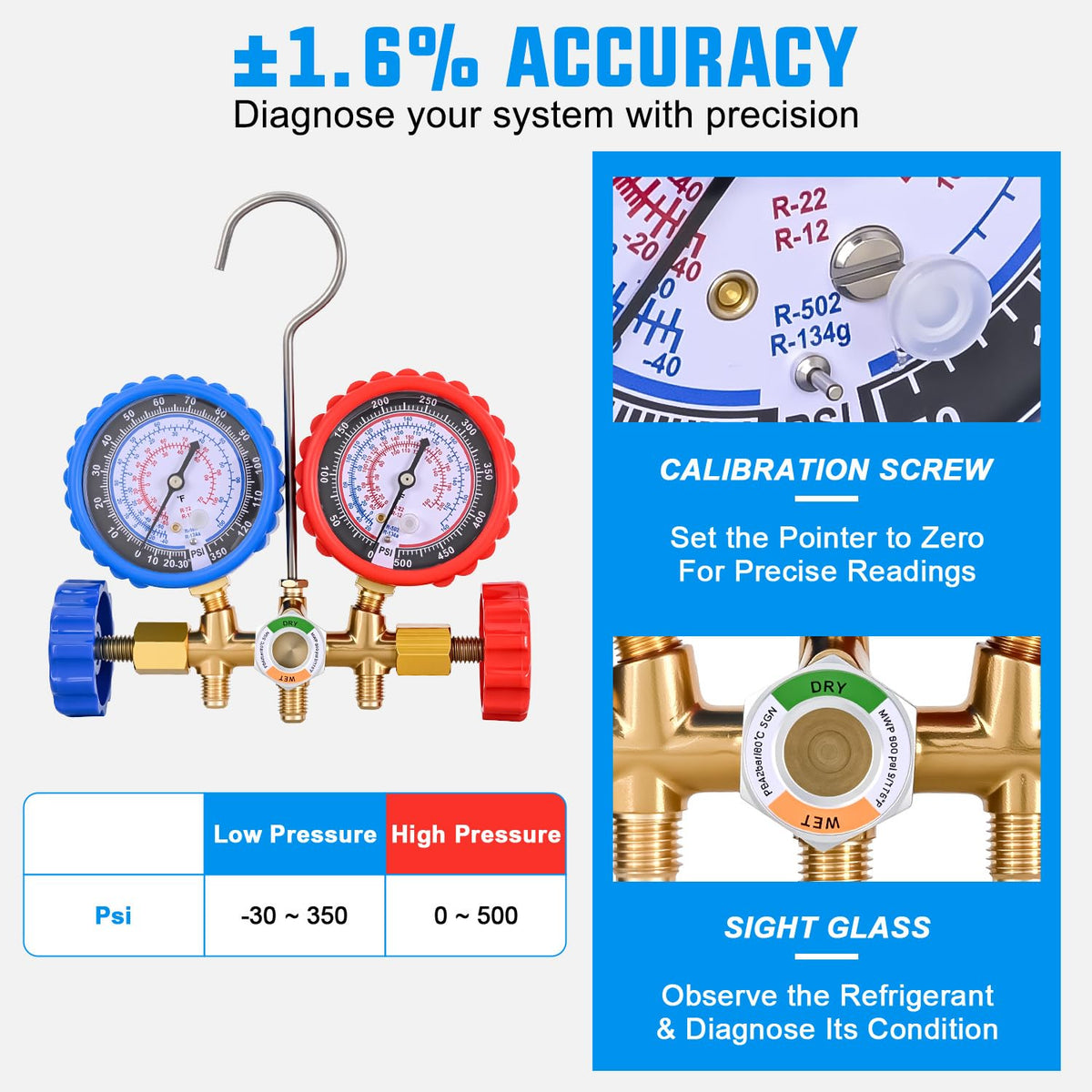 Nilight sight glass showing refrigerant flow and visual confirmation while charging