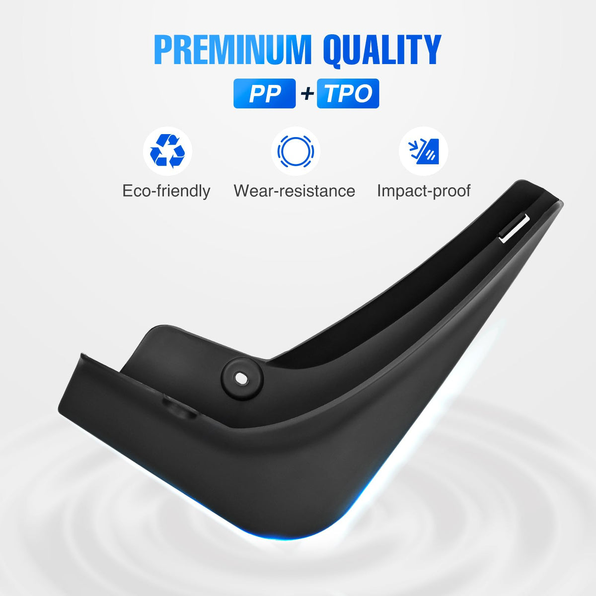 Nilight mud flap next to tire showing scale and full lower-panel protection