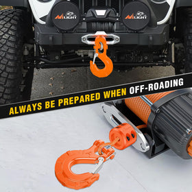 Nilight hook beside ruler showing scale for proper winch fitment