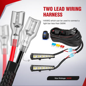 Nilight harness beside car battery for size and scale, aiding correct placement benefit