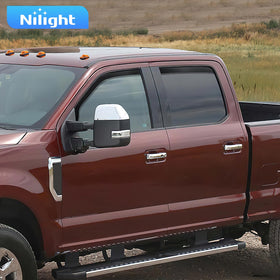 Nilight visors beside Crew Cab door demonstrating correct size and seamless fit