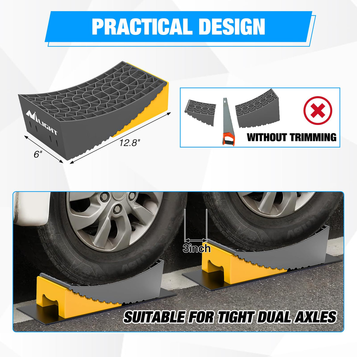 Nilight ramp next to hand for scale showing compact size and portability
