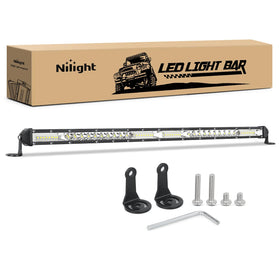 Nilight slim LED light bar front view showing LEDs and compact profile for brighter visibility