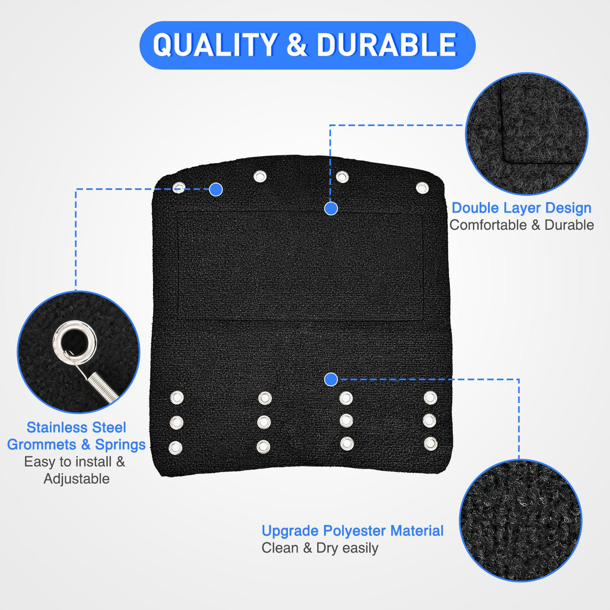 Nilight stainless steel springs and grommets detail for secure attachment