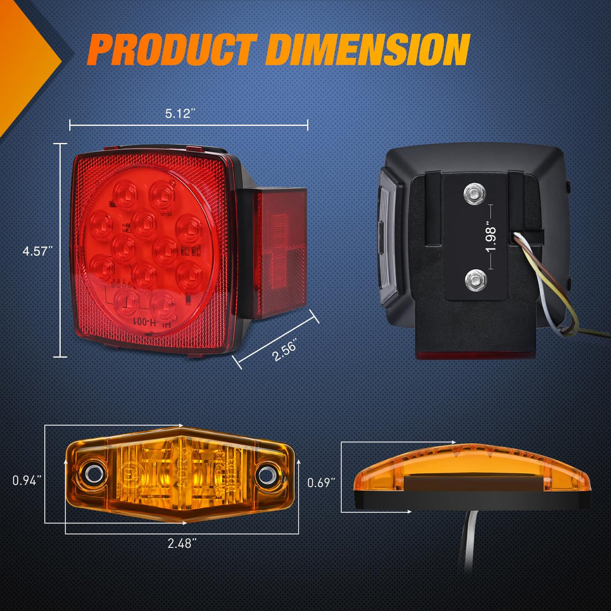 Nilight close-up of square combination light showing LED array and durable housing for consistent signaling