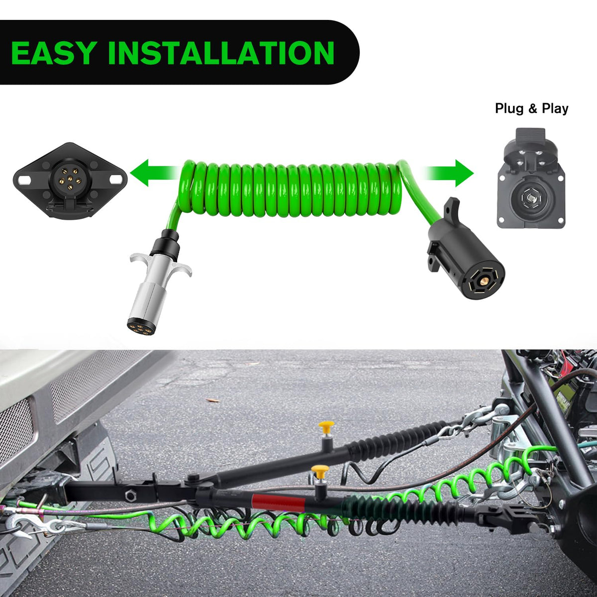 Nilight stored retracted under trailer illustrating tangle-free convenience
