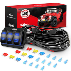 Nilight illuminated 3‑gang switch panel front showing clear indicators and durable design