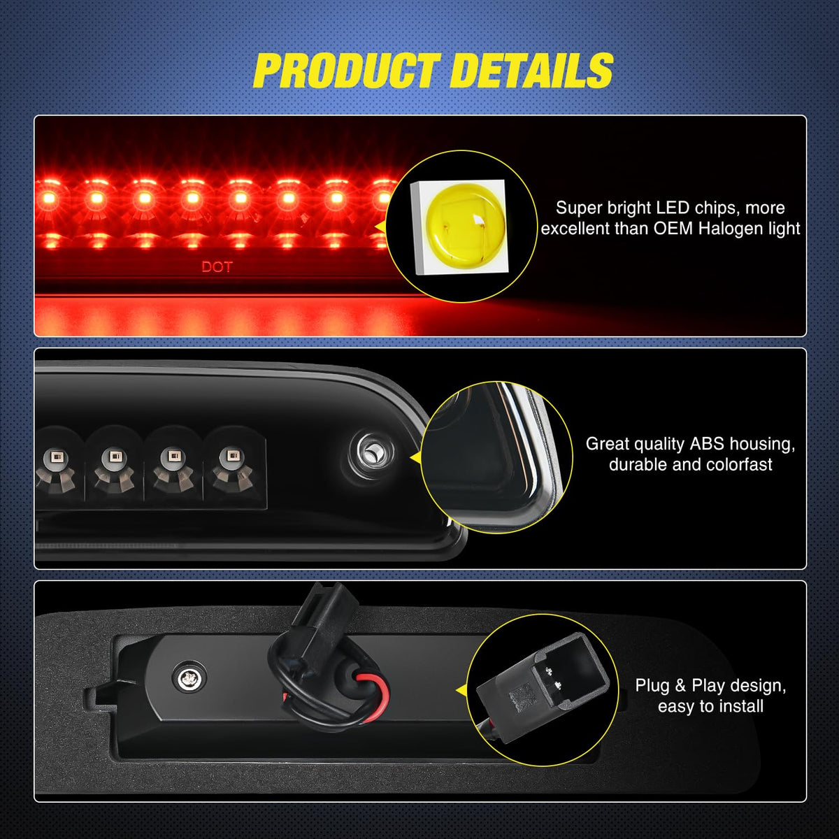 Nilight close-up of smoked lens, showing LED array and finish benefit