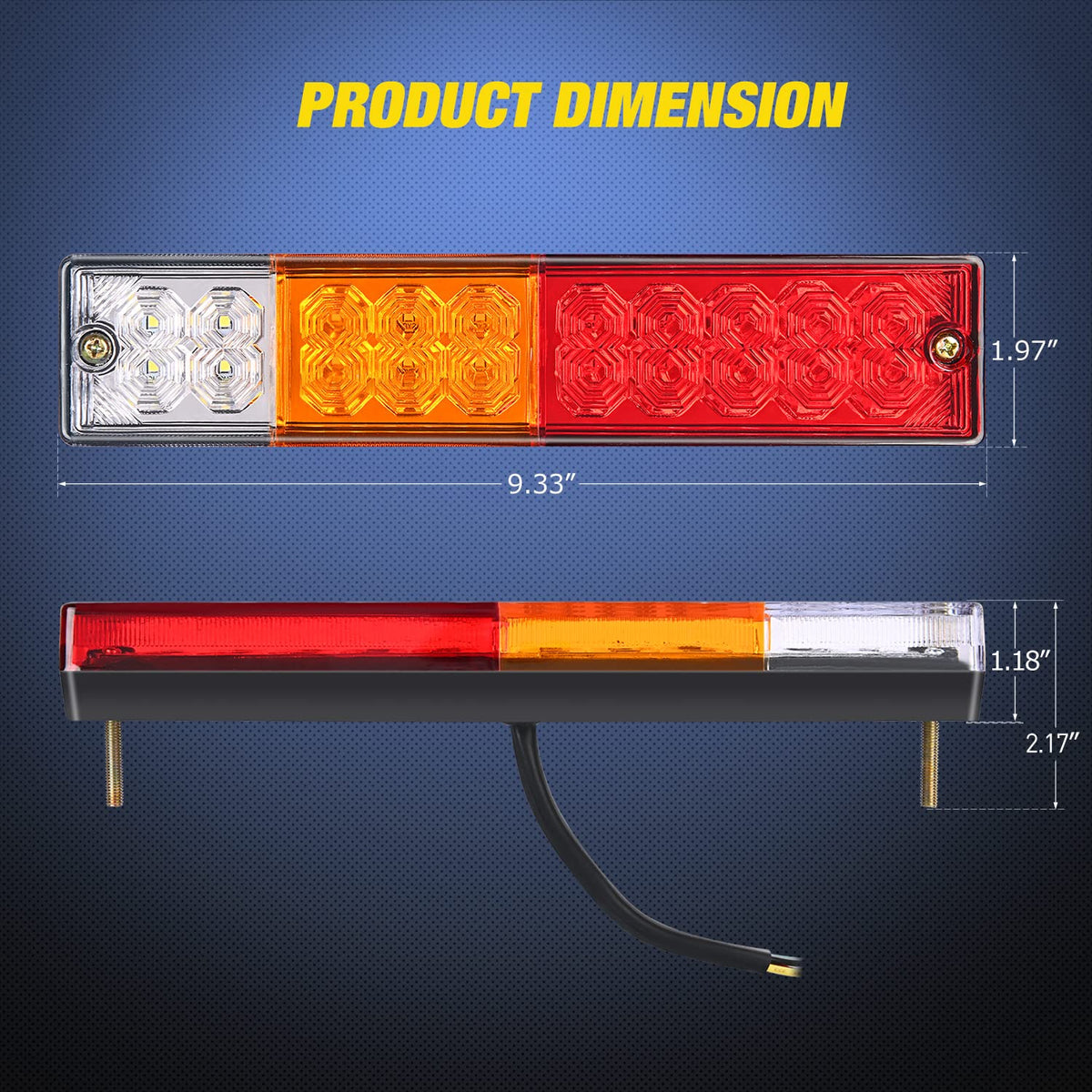 Nilight close-up of LED cluster demonstrating bright red, amber and white outputs for safety