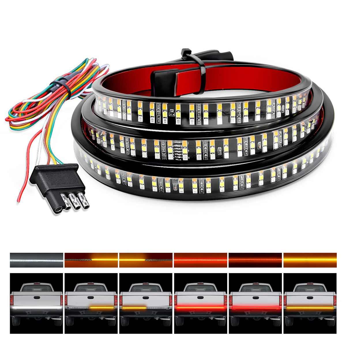 Nilight tailgate front view showing full-width LEDs and clear signaling benefit