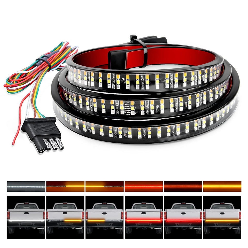 Nilight tailgate front view showing full-width LEDs and clear signaling benefit