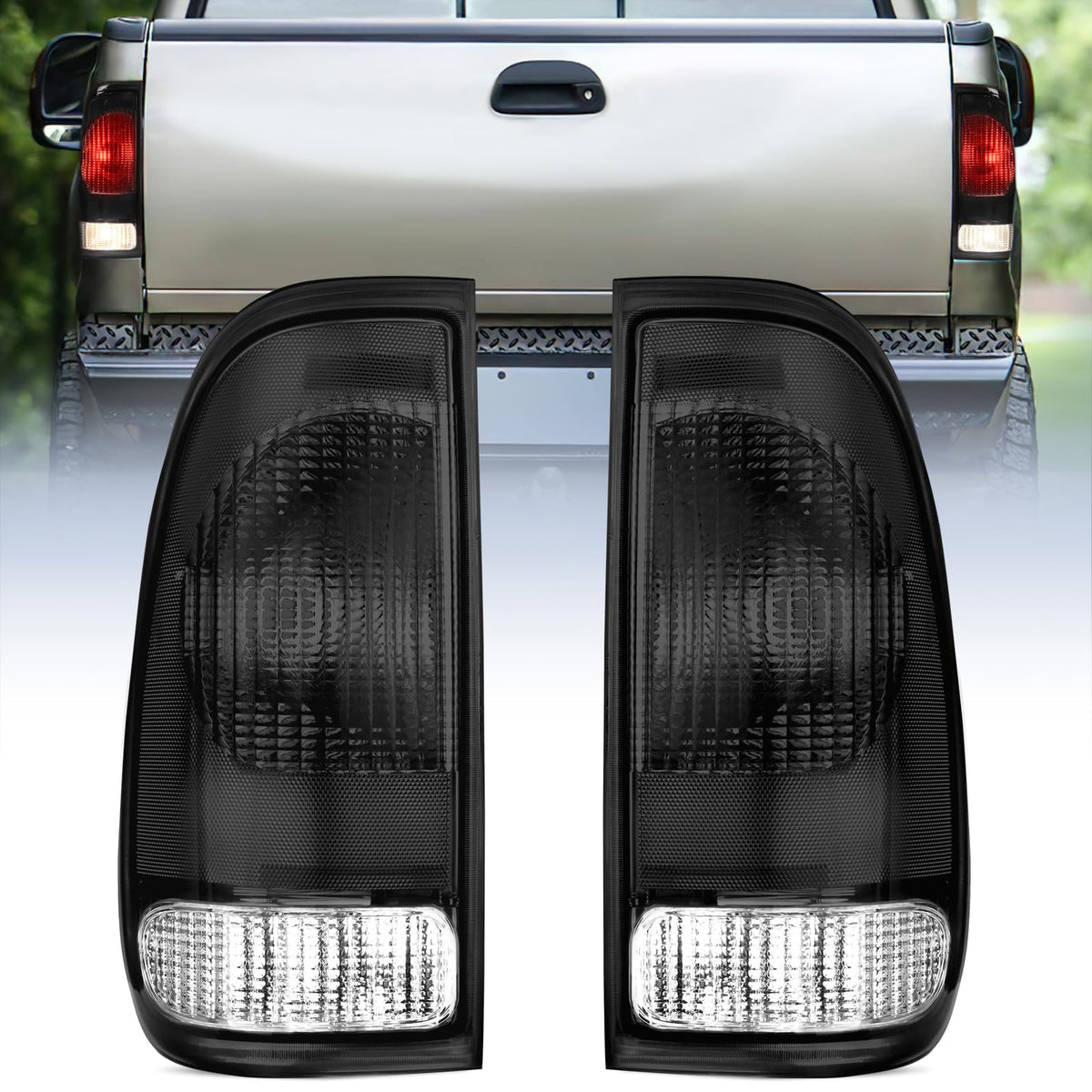 Nilight front view of taillight assembly showing smoked lens and improved appearance