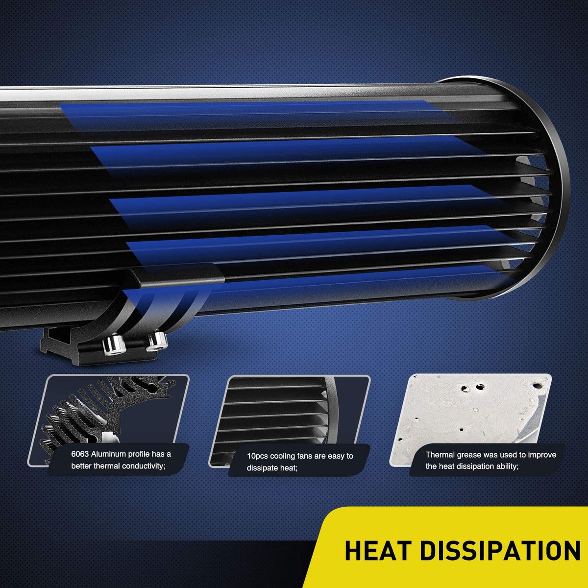 Nilight textured die-cast aluminum housing image highlighting durable cooling and corrosion resistance