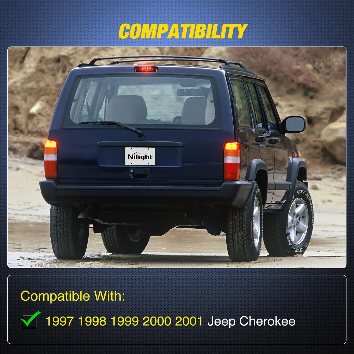 Nilight installed at night on Jeep highlighting improved rear visibility