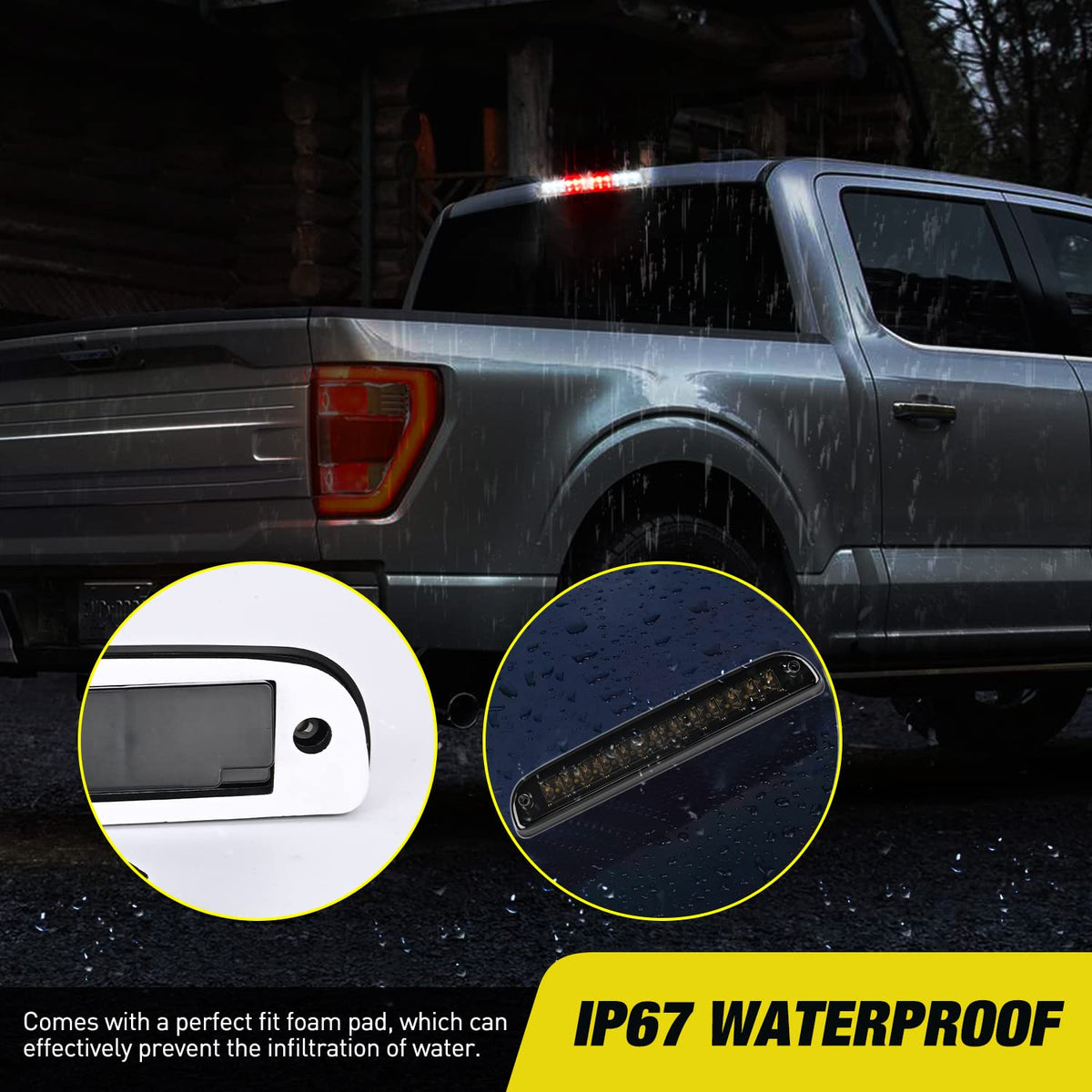 Nilight third brake light next to ruler illustrating compact dimensions and easy fit