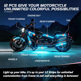 Nilight strips under fairing creating ambient glow for enhanced visibility