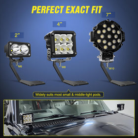 Nilight top view aligned to factory hood bolt points for easy install