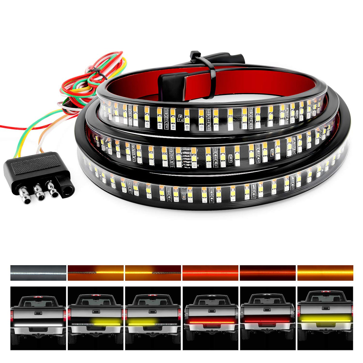 Nilight TR-04 front profile showing full 60-inch triple-row LEDs for superior visibility
