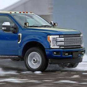Nilight brackets installed on truck at night with ditch lights, improves roadside visibility