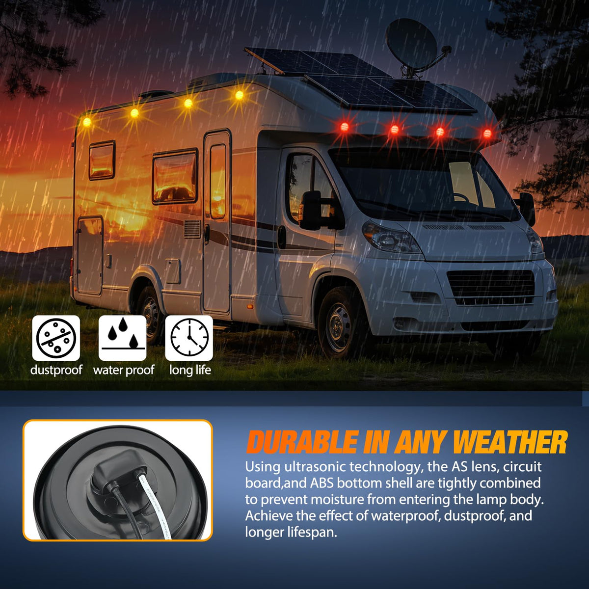 Nilight amber marker light on truck side showing enhanced roadway visibility