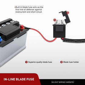 Nilight harness two leads separated showing ability to power dual LED light bars