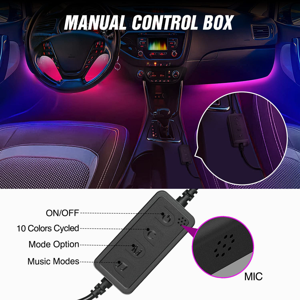Nilight installed under dash illuminating footwell for enhanced ambiance