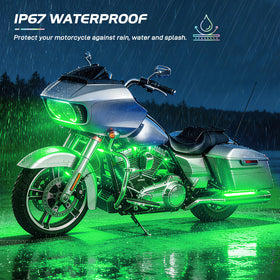 Nilight underbody at night on motorcycle showcasing vivid multi-color visibility