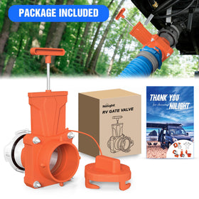 Nilight valve on RV undercarriage in campground scene showing reliable field use