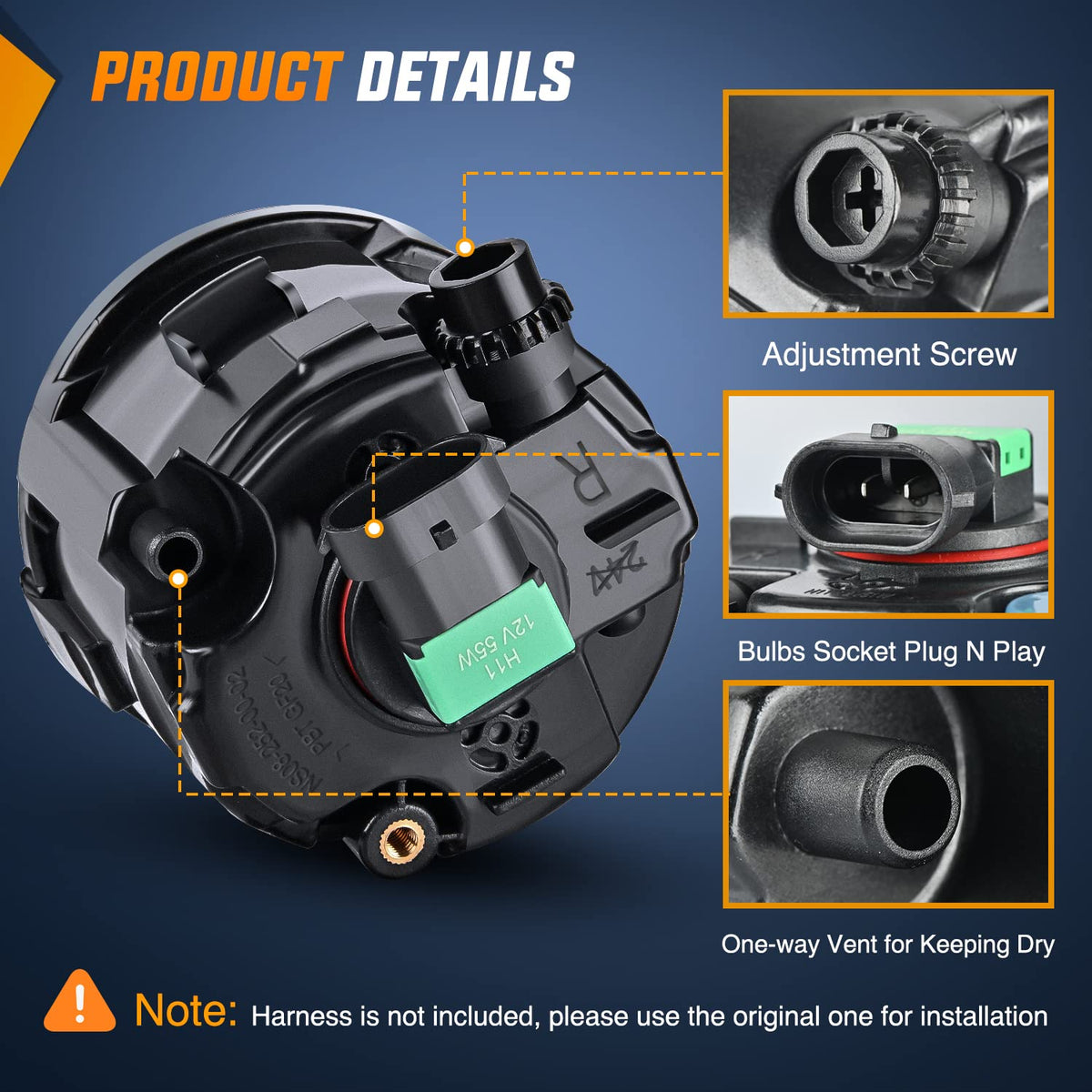 Nilight ventilation port detail preventing fogging and improving durability