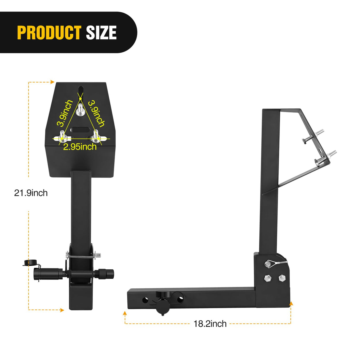 Nilight vertical bar against measuring tape showing 22-inch clearance for rough roads