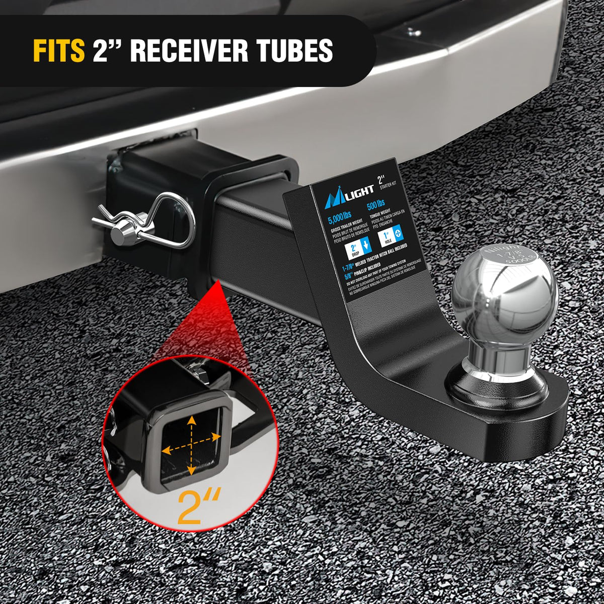 Nilight mount with trailer coupler connected showing safe towing setup benefit