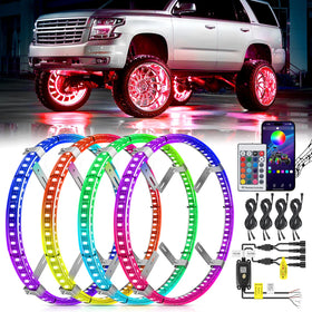 Nilight wheel ring front view showing vibrant RGB glow and improved curb appeal