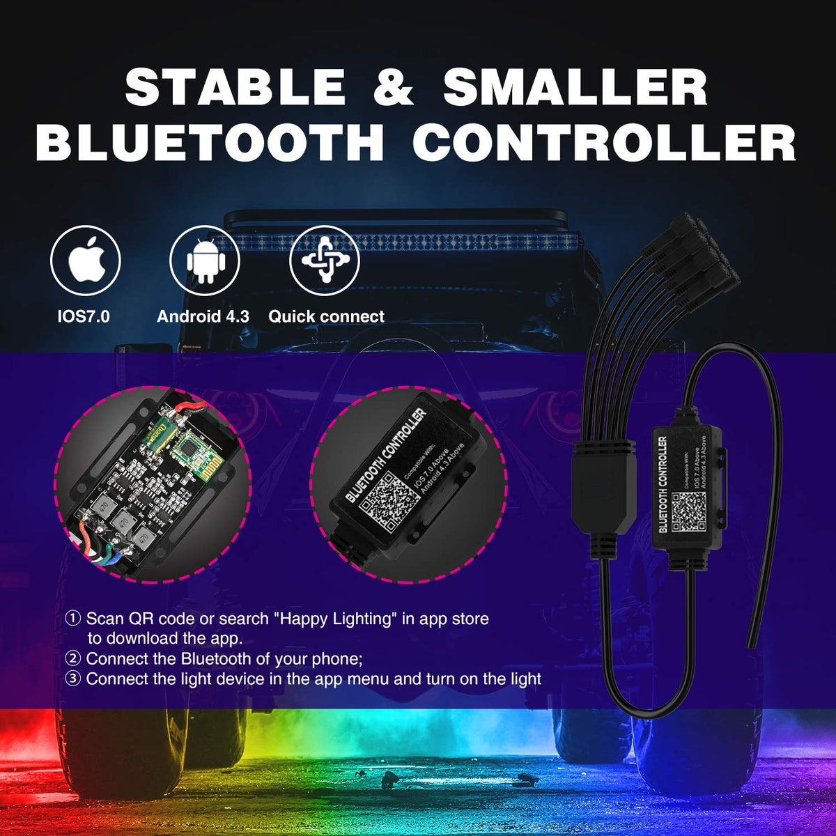 Nilight illuminating a wheel well showcasing even RGB coverage and safety benefit