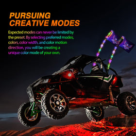 Nilight whip mounted on UTV rear demonstrating improved visibility and signaling at distance