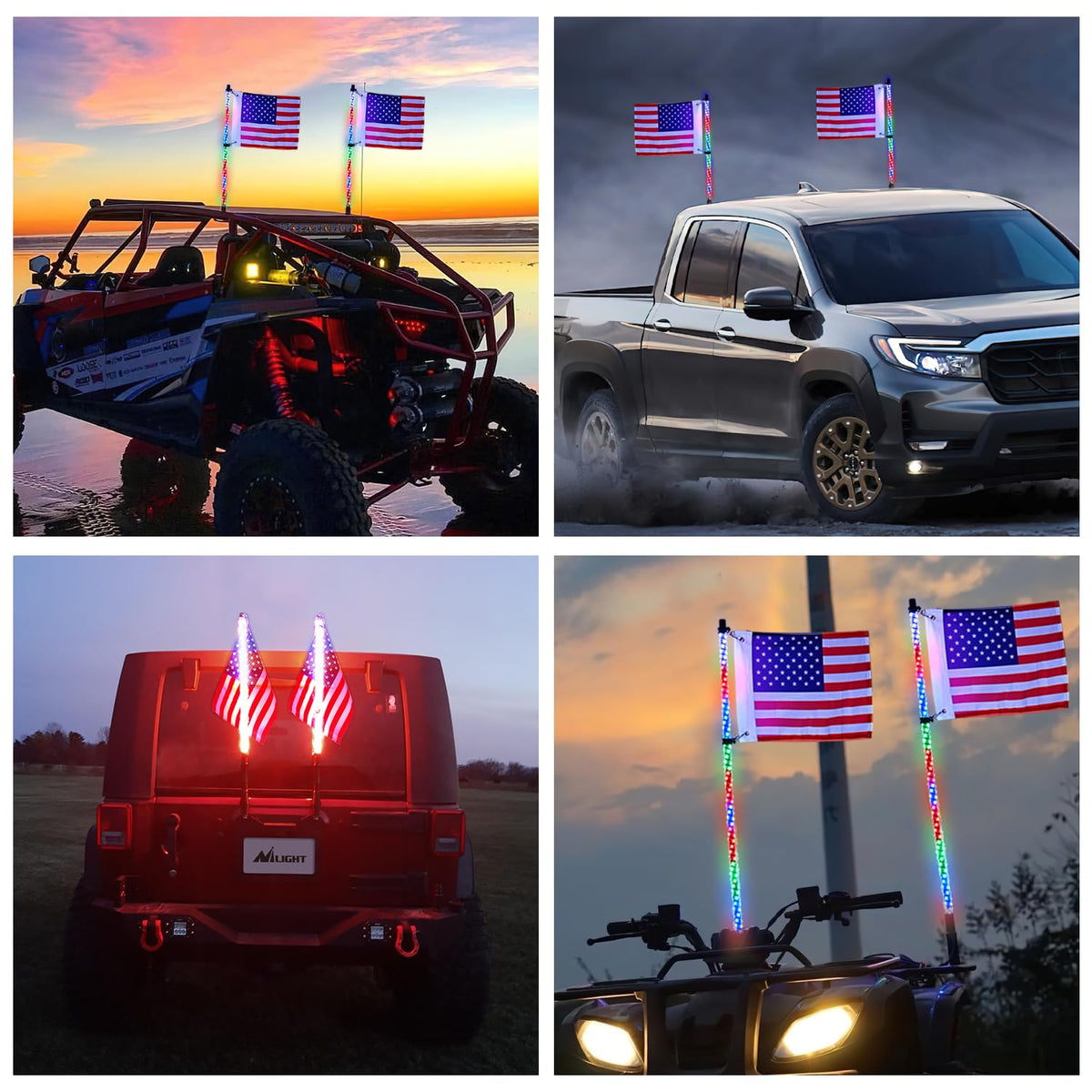 Nilight whips lighting a night trail showcasing chase effects and safety visibility