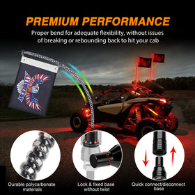 Nilight whip glowing on a night trail showcasing bright effects and enhanced trail visibility
