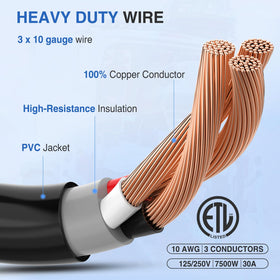 Nilight exposed 10 AWG stranded wires showing high conductivity
